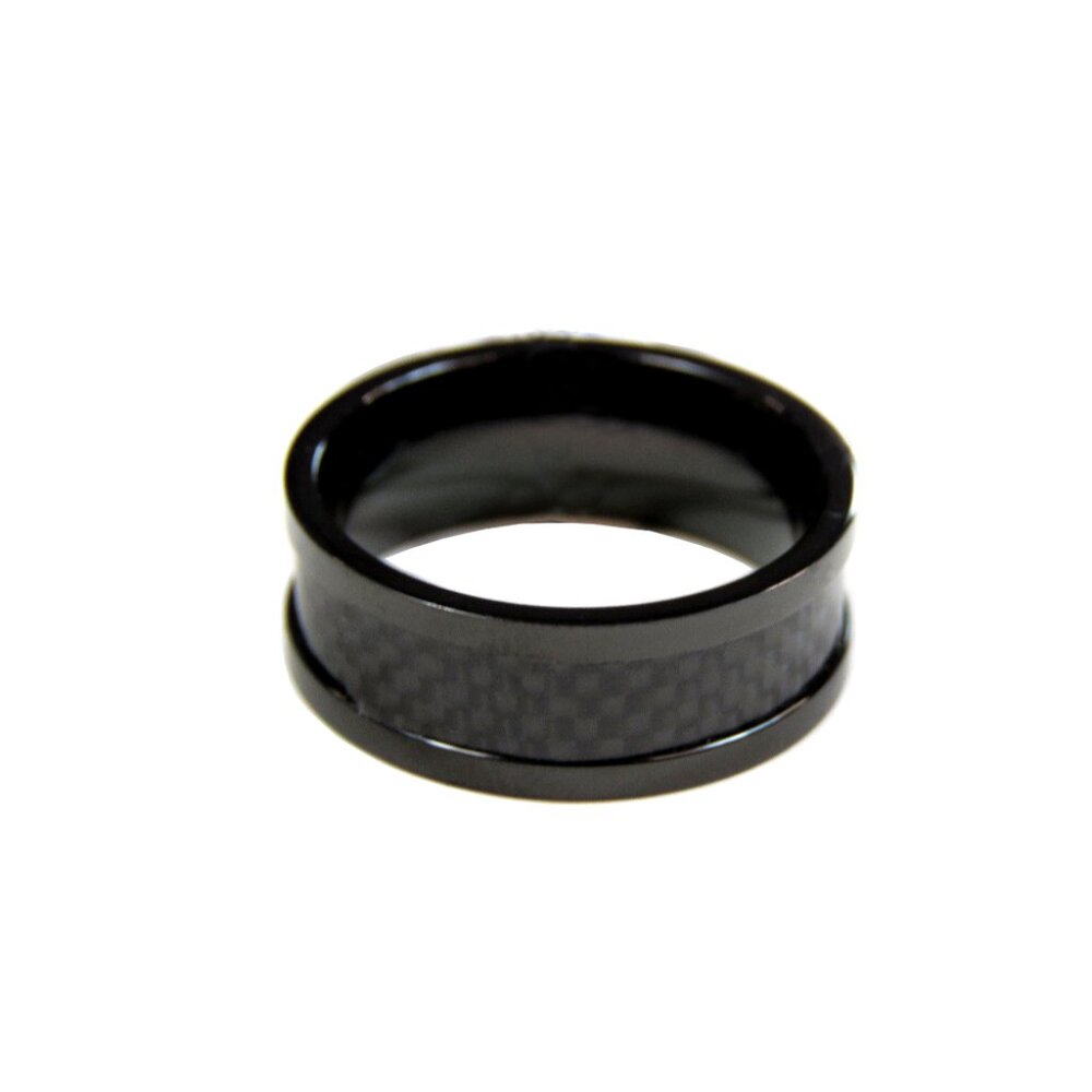 Inox Men's Stainless Steel Polished Black Central Band Ring
